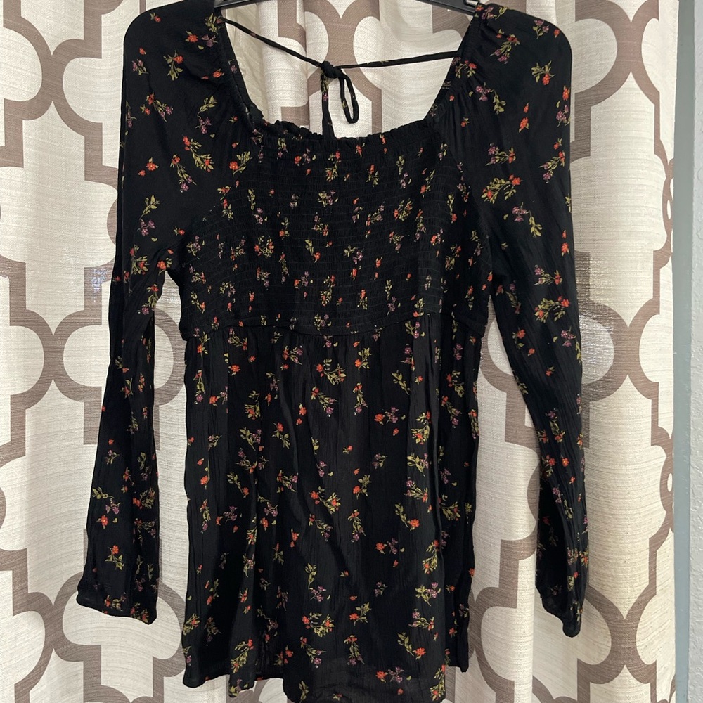 Sonoma Maternity Black Floral Blouse